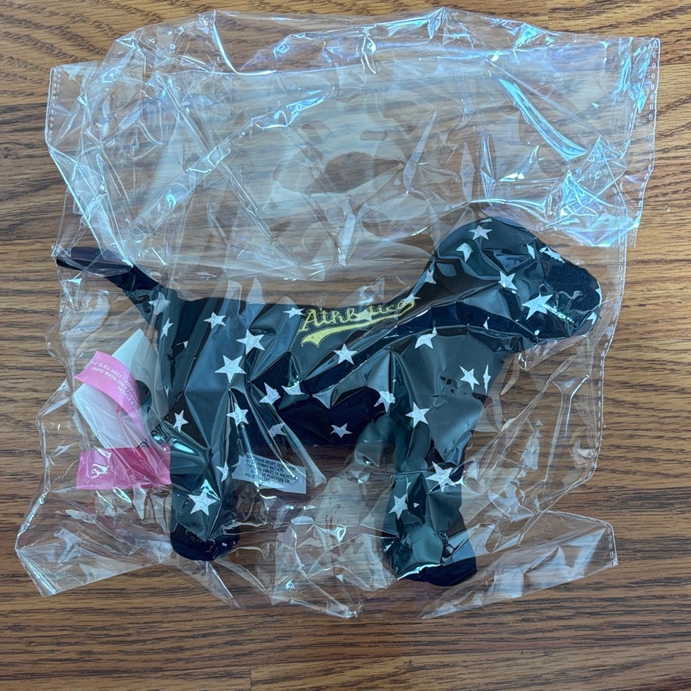 PINK Victoria's Secret Black Dog Plush with White Stars